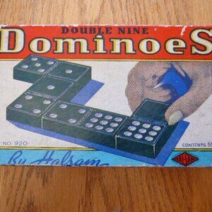 Vintage Halsam Double Nine Dragon Dominoes 55 Pc Set #920 Game-Complete